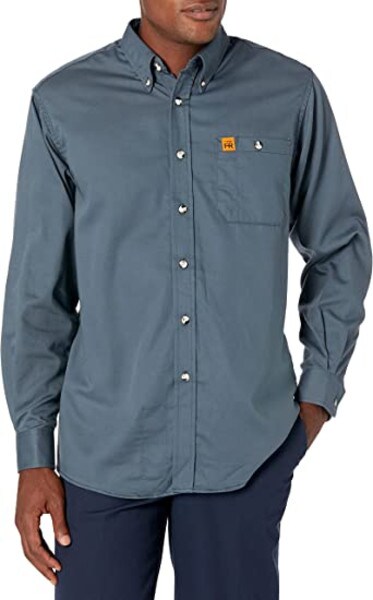 Wrangler FR Lightweight Button Down Work Shirt in blue